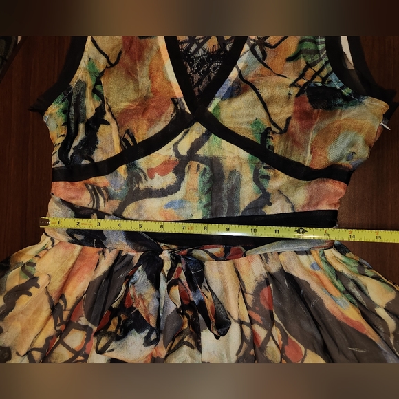 NWT Queen Mulock *RARE* Flowy Abstract Art Maxi Dress SZ LG - Picture 4 of 10